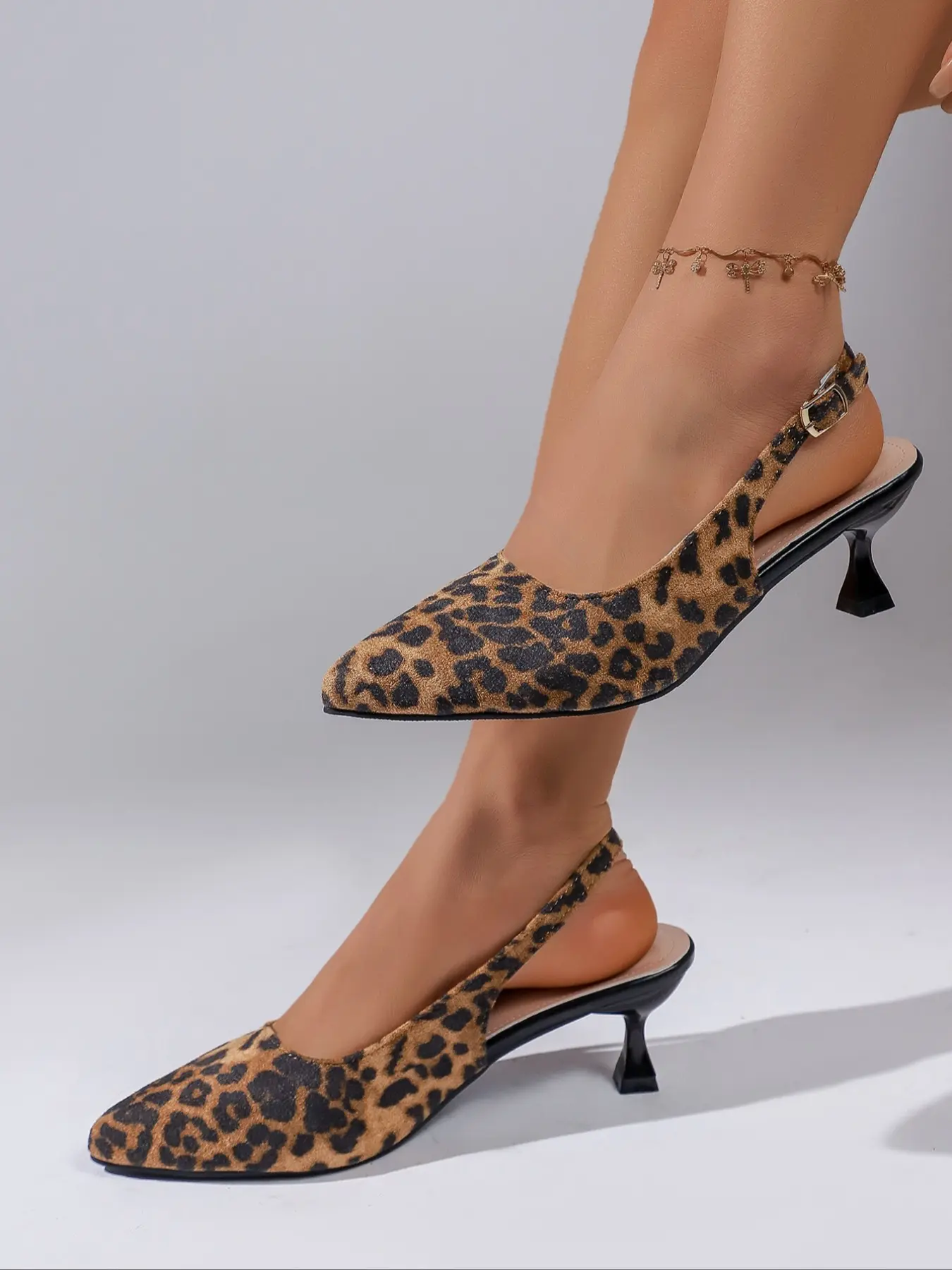 Women's 2026 Hot Trending Slingback Pointed Toe Kitten Heel Pumps, Adjustable Buckle Detail Elegant Footwear, All-match Office & Party Dress Heels for Women & Girls