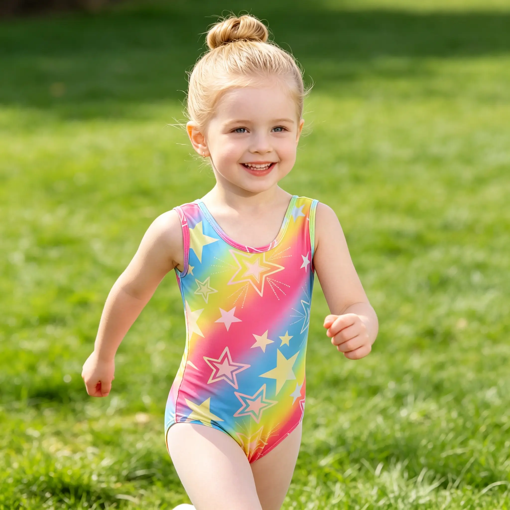 Sleeveless Rainbow Star Gymnastics Leotards Toddler Girls Stretch Dance Bodysuit Kids Gymnast Training Ballet Class Outdoor Practice Active Outfit