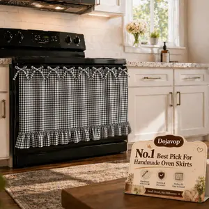 Black & White Gingham Oven Skirt with Ruffles & Bows, Handmade & Easy to Install, Perfect for Farmhouse Kitchens, Adding Cozy, Cottagecore Vibes While Protecting Your Stove