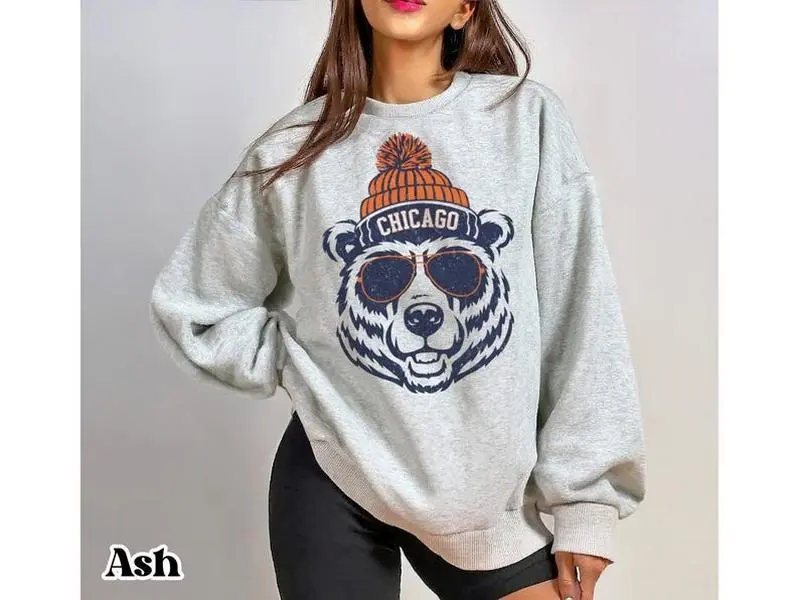 Vintage Chicago Football Sweatshirt, Trendy Chicago Football Fan Gifts, Chicago Football Game Day, Chicago Crewneck Sweatshirt