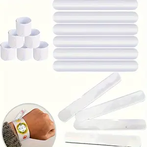 100pcs Slap Bracelets, DIY Slap Bands Party Favors, Birthday, Halloween, Christmas, Blank Soft Wristbands, School Crafts, Vinyl Wrapping