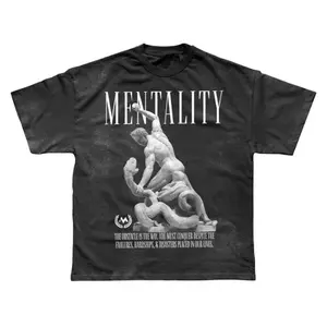 Mentality Graphic T-Shirt, Laocoön Statue, Conquer Hardship Quote Print, Classic Strength-Inspired, Vintage Graphic Tees, Gym T-shirts, Gymswear