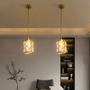 CNCEST 2-Pack Luxury Gold Ceiling Light Fixture with 3-Level Suspension Rods E26 Socket Vintage Industrial Pendant for Home Decor