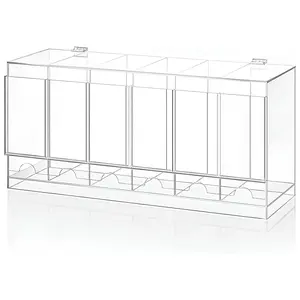 Acrylic Card Storage Box with Lid, Stackable Tcg Card Organizer, 6-Grid Supplement Pack Holder, Trade Card Box, Ideal for Trading Card Games