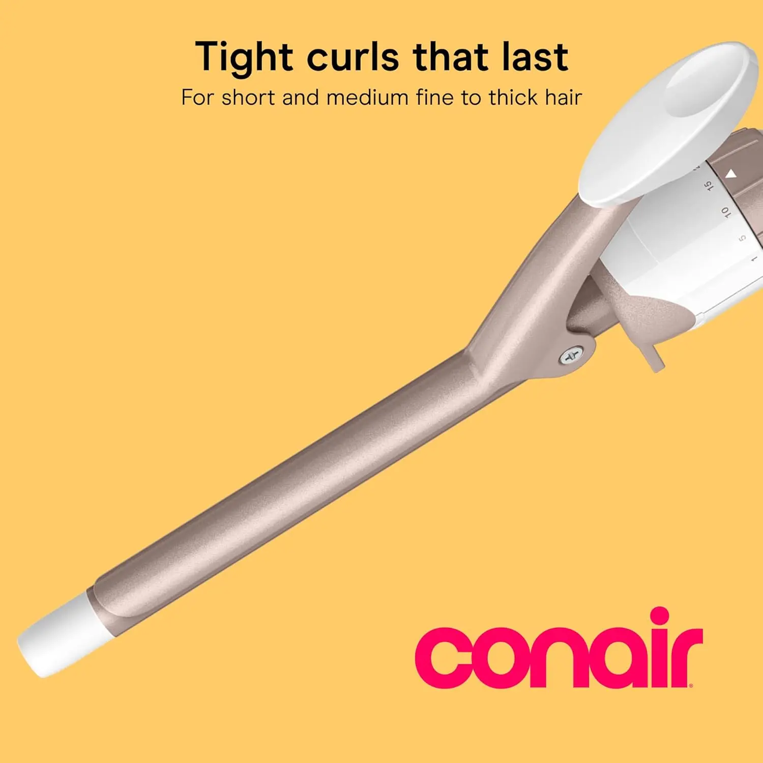 Conair Double Ceramic ½-Inch Curling Iron | Double Ceramic ½ in. Barrel for Tight Spiral Curls on Short to Medium Hair, White/Rose Gold, CD699L