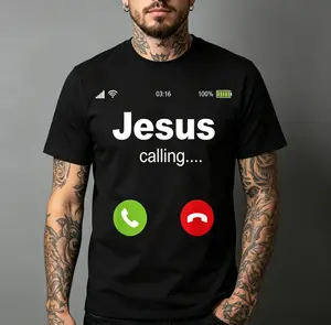 Jesus Calling Funny Phone Screen Graphic T‑Shirt | Christian Humor Faith Tee for Men & Women | Casual Religious Top