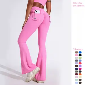 Women's pocket pants, flared pants, butt-lifting sports leggings, fitness pants, micro-flared yoga wear tt shop deals