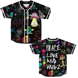 Print 3D Peace Love and Wubz Baseball Jersey