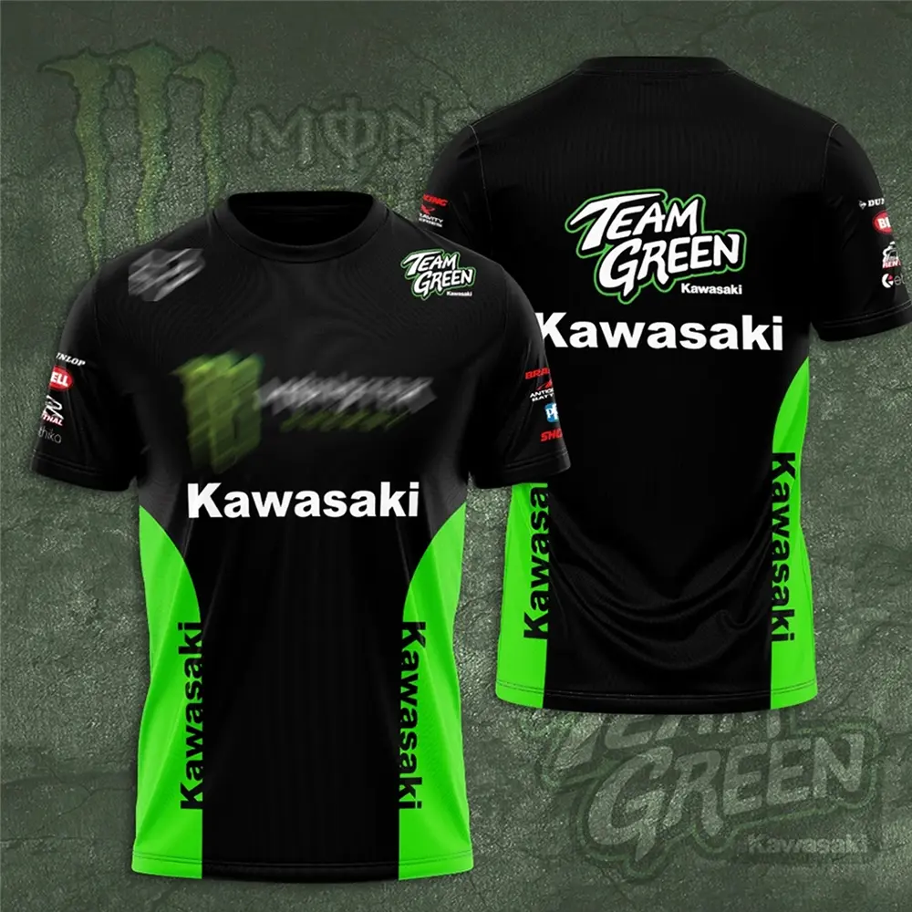 Kawasaki #4 Racing Team Green Motorsport Racing 3D Jersey Shirt for Men Women, Performance Athletic Tee, Breathable Sports Jersey, Speed Racing Graphic Shirt, Lightweight Crew Neck Casual Racing Fan Apparel