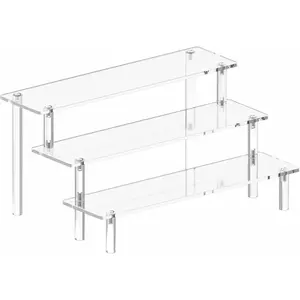 Acrylic Display Stand Risers, 3 Tier Perfume Stand Organizer, Clear Cupcake Stand Holder, Large Shelf Risers for Figures, Display Shelf for Collectibles, Dessert Shelves for Decoration and Organizer