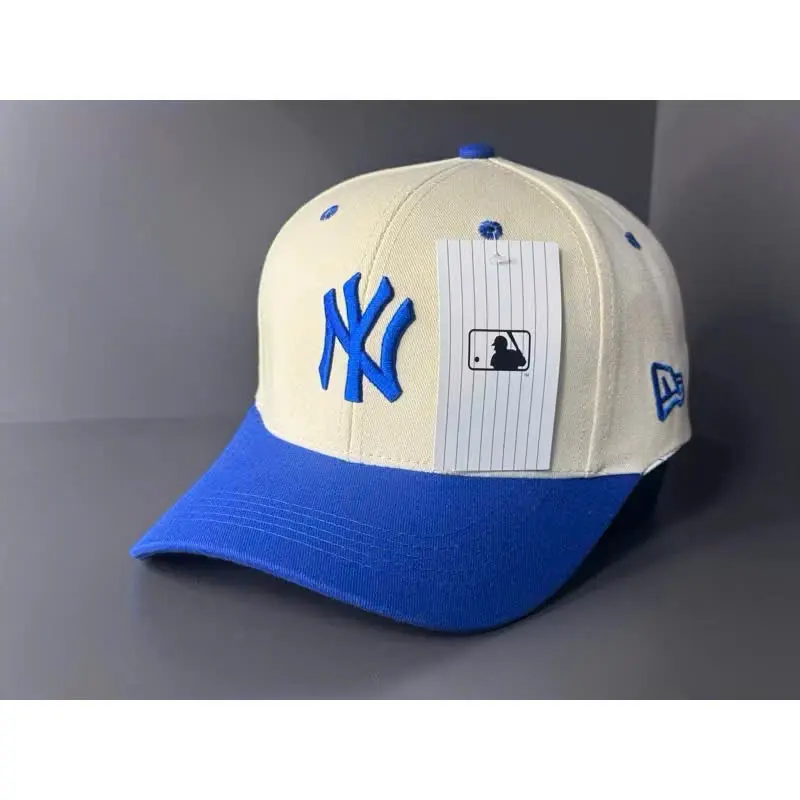 New Era New York Yankees 9FORTY Adjustable Cap – Cream & Royal Blue Baseball Hat with Premium Embroidered NY Logo