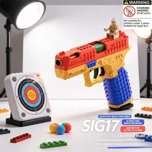 Viral Building Block Pistol Toy Set - Interlocking Brick Assembleable Toy Gun, Compatible with Standard Bricks, Comes with Transparent Display Stand, Creative Construction Toy for Kids & Brick Enthusiasts, Perfect Gift for Boys