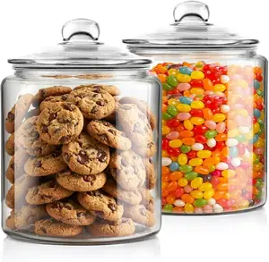 2pcs Wide Mouth Glass Jar with Lid, 68OZ Cookie Jar, for Kitchen Storage and Laundry Organization, Glass Jars with Sealing Ring for Cookies, Candy, Flour, Nuts