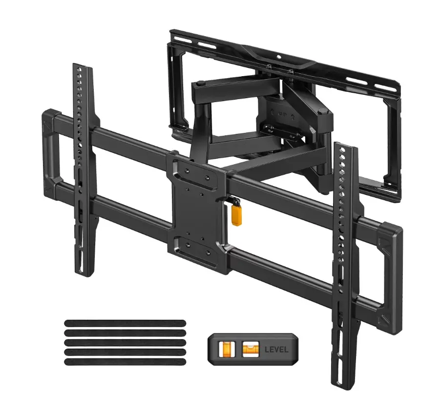 MountFTV Full Motion TV Wall Mount for 42-92 inch TVs with Tool Free Tilt, Holds up to 132 lbs, Max 600x400mm, TV Mount with Swivel Extension Rotation, Fits 16" Wood Studs