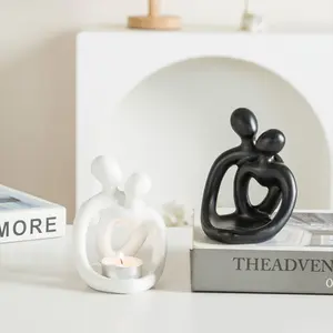 Nordic Resin Couple Hugging Statue, Romantic Embrace Sculpture, Abstract Figure Sculpture, Wedding Gift, Home Decor for Bedside Bookshelf Desktop, Holiday Decoration