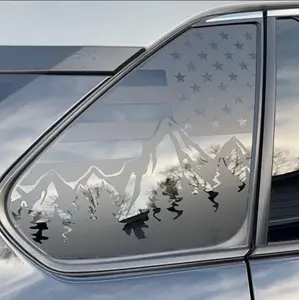 for R@v4 2019-2023, Rear Side Window American Flag Decals, Matte Black USA Flag Decal for Truck Window, Truck Window Decal