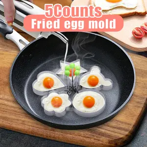 5 Counts Set Fried Egg Rings Molds, Easy Breakfast Solution,Separate Foods in One Pan