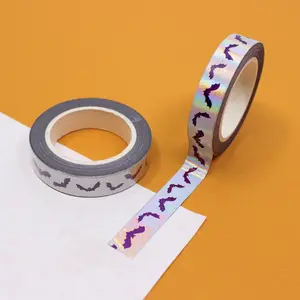 Silver Foil Spooky Bats Washi Tape
