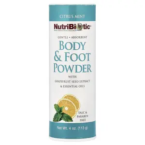 NutriBiotic Body & Foot Powder with Grapefruit Seed Extract & Essential Oils, Citrus Mint, 4 oz (113 g)