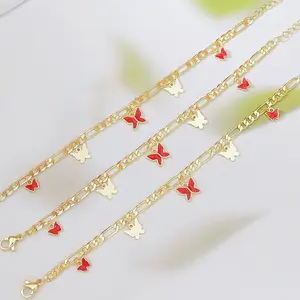 Stylish and simple luxury bracelet women's high-end feeling dripping oil red butterfly pendant bracelet