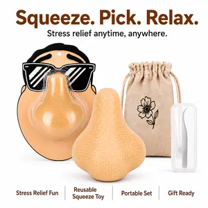 Refillable Silicone Nose Fidget Toy, ASMR Satisfying Blackhead Squeeze Desk Toy, Reusable Pimple Popping Sensory Toy, Weirdly Relaxing Gift for Coworkers with Tweezers & Case#anxiety relief sensory toy#edc stress relief toy#mini gift-1