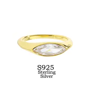 Marquis Cut Solitaire Zircon Ring | S925 Sterling Silver Ring | Sparkling Jewelry for Women Party Daily Wear Anniversary Gift