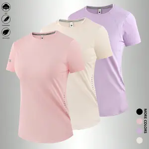 Women’s 3-piece set: quick-dry, breathable athletic T-shirts for running, fitness, tennis, and badminton training; lightweight casual crew-neck short-sleeve shirts