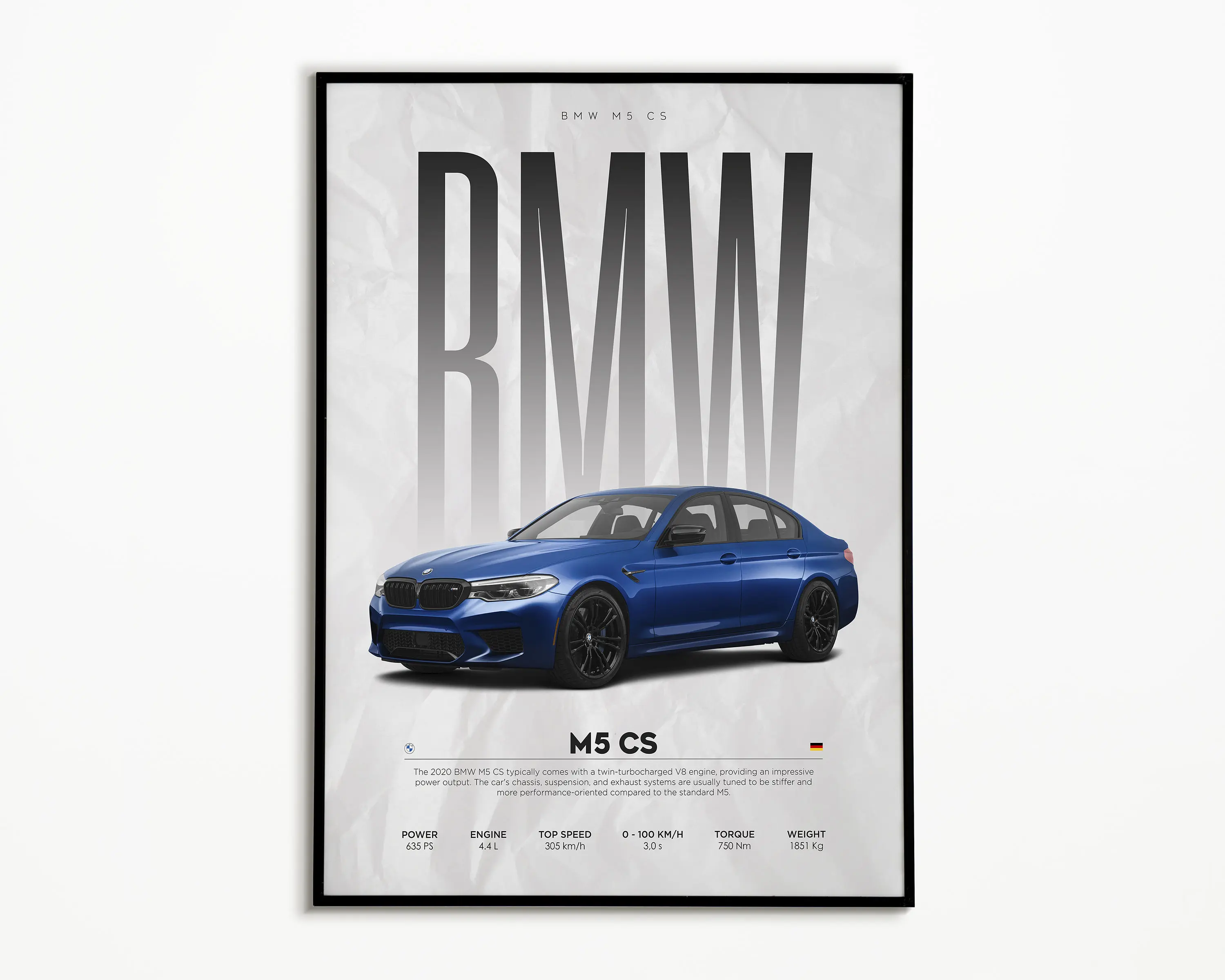 BMW M5 CS Poster No Frame  | Hyper Car Poster | Super Car Print | Art Print | Poster | Home Decor | Wall Decor