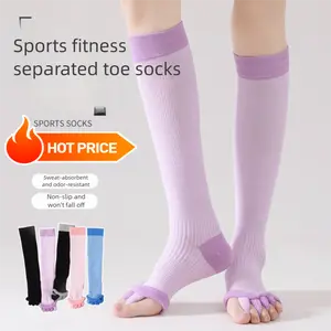 Toe-Separating Yoga Socks - Non-Slip Athletic Socks for Women,#Workout Socks, Pilates Socks & Gym Fitness Socks,Long pressure split-toe socks, anti-slip calf socks