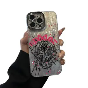 Black spider web pattern, phone case for iPhone17promax, 16 15pro 14plus 13 12Pro 11 Pro Max shockproof full camera protection durable slim silicone case phone case.QX484