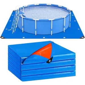 17FT Double Sided Pool Floor Mat - Square Pool Liner Pool Pads for Above Ground Pool Heavy Duty Swimming Pool Tarps Ground Cloth for Preventing Punctures & Extending Liner's Life