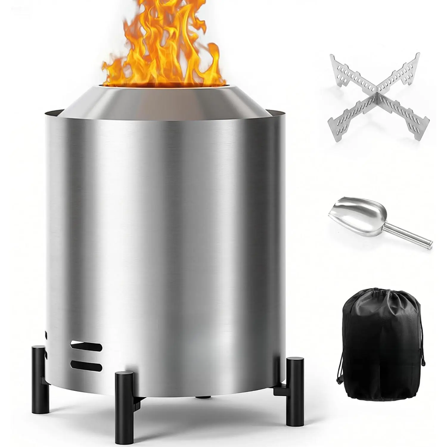 Round Stainless Steel Tabletop Fire Pit, 6.5 Inch Portable Patio Heater with Smokeless Burn, Compact Dual Fuel Design for Outdoor Cooking, Patio Fire Pit, Outdoor Fire Pits