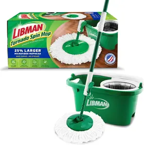 Libman Tornado Spin Mop All-in-One Floor Cleaning Kit with Advanced Microfiber Head