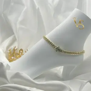 Valdes Luxury 14K Gold Plated Anklet Monaco Style with Zirconia Clasp High Quality Daily Wear Jewelry