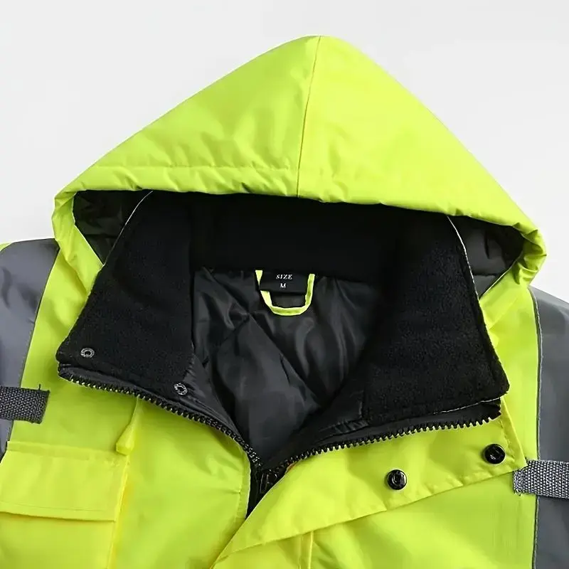 High Visibility Reflective Jackets for Men, Waterproof Safety Jacket with Pockets, Hi Vis Yellow Coats with Black Bottom, Mens Work Construction Coats for Cold Weather High Visibility Reflective Jackets for Men, Waterproof Safety Jacket with Pockets, Hi Vis Yellow Coats with Black Bottom, Mens Work Construction Coats for Cold Weather
