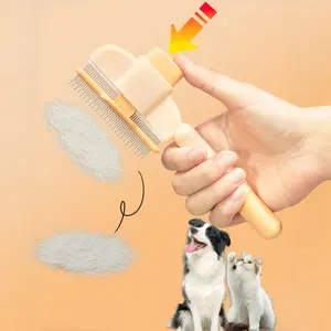 Stainless Steel Pet Deshedding Brush, Cat & Dog Grooming Comb, One-Click Hair Removal, Non-Slip Handle, Fine Teeth, Gentle Design