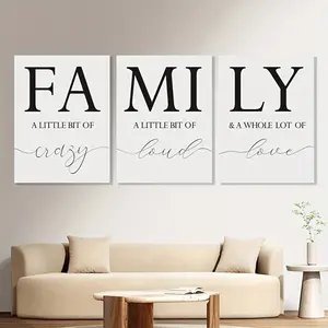 3pcs Family Quotes Wall Art Print - Ready to Hang, Canvas Painting for Living Room, Bedroom, Office Decor, Eid Al-Adha Mubarak