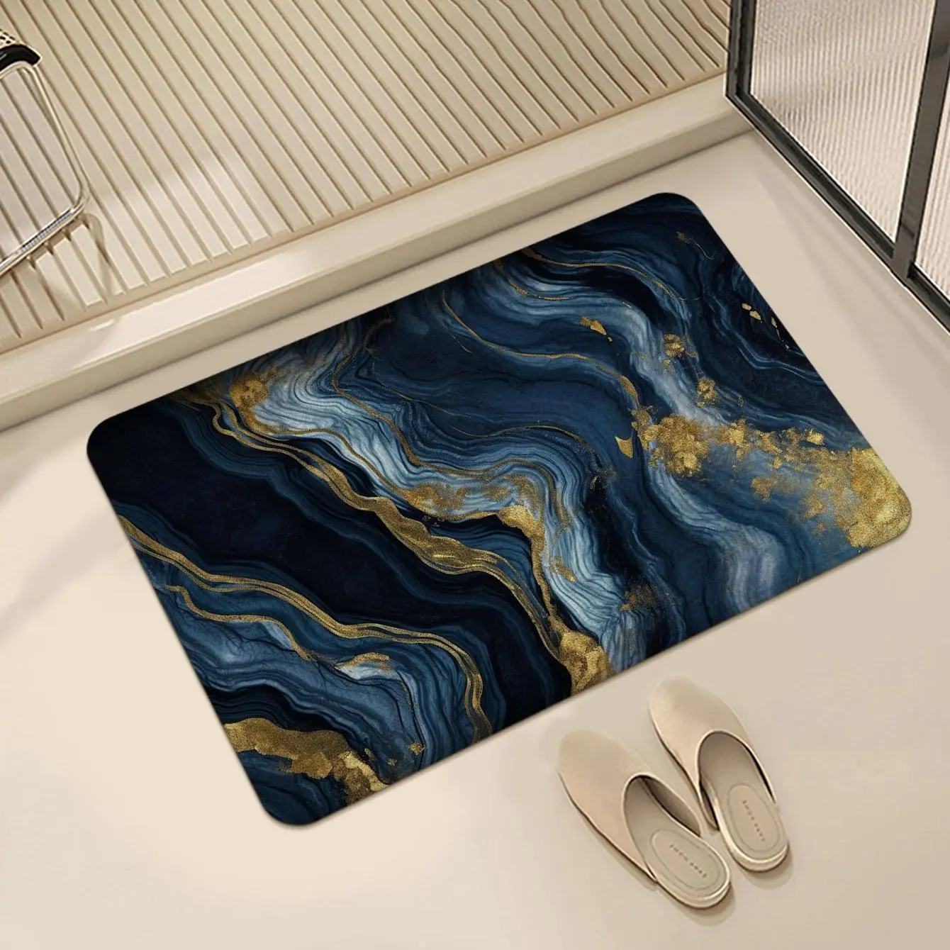 1 piece of comfortable flannel sponge floor mat with marble pattern, thick sponge mat, suitable for comfortable standing, perfect for decorating living rooms, bedrooms, laundry rooms, and offices