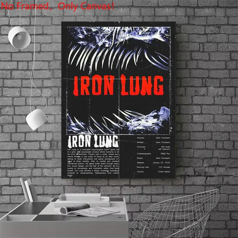1 piece/set frameless canvas painting print poster, Game Poster art，Iron Lung Game Poster， a perfect gift for Video games loves, ideal gift for bedroom, living room, dorm hallway, kitchen, mural, wall decoration, room decor