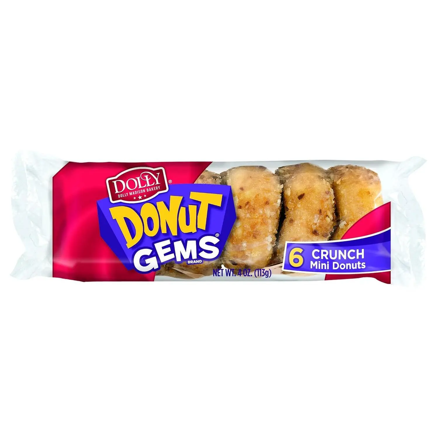 Dolly Madison Donut Gems, Crunch, 6 Mini Donuts - Pack of 10