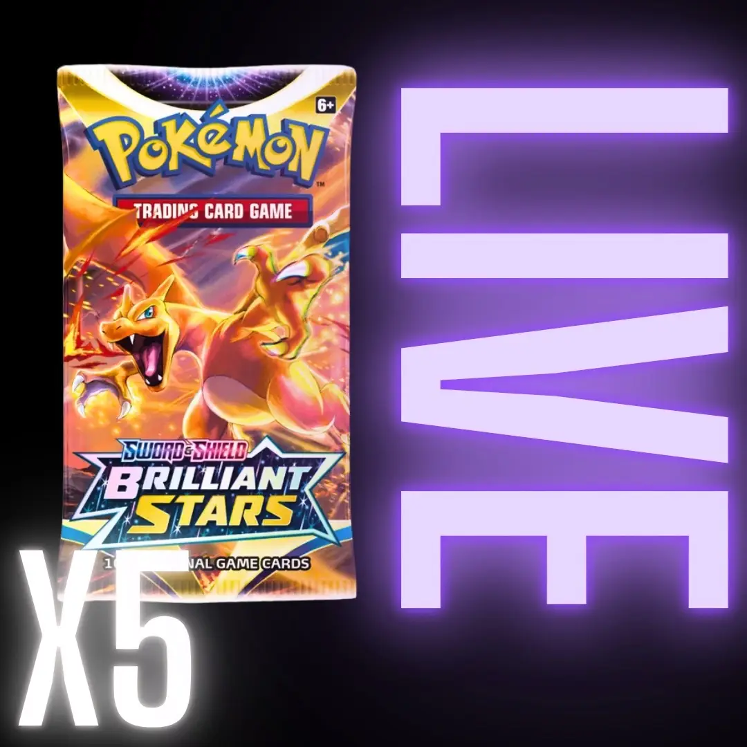 5 PACK BUNDLE Pokemon Brilliant Stars Booster Pack Card Game