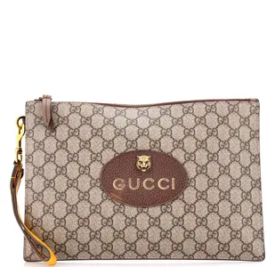 Pre-owned GUCCI Canvas Coated Clutches & Wristlets Neo Vintage Wristlet Pouch GG Coated Canvas by Rebag