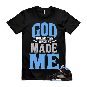 AJ5 Black Uni Blue White Matching Shirt, God Made Me Graphic Tee, Rap HipHop Unisex T-Shirt, Gift For Women and Men, Best Gift