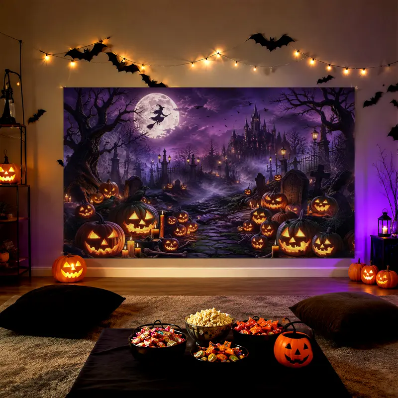 5*8.5FT Halloween Backdrop Spooky Photography Background Halloween decorations ，6Pcs Halloween Greepy Gauze Black 30×72inch - Halloween Decorations - Creepy Spooky Halloween Decorations Outdoor Indoor,halloween decor 2026,halloween decor
