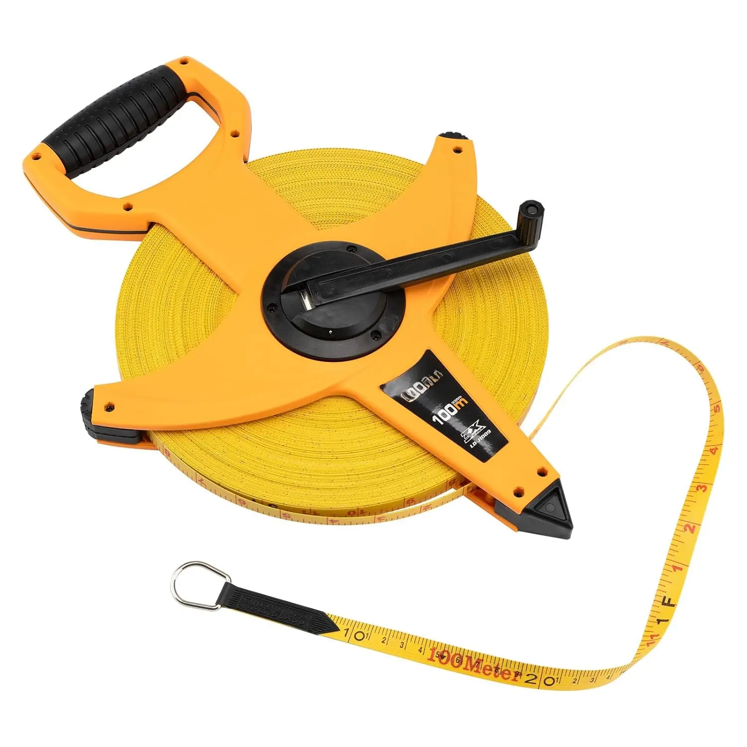 330FT/100M Heavy Duty Fiberglass Tape Measure - 1/2-Inch Wide, Dual Inch/Metric Scale, Durable Open Reel Measuring Tape for Surveying, Engineering, Runway Construction