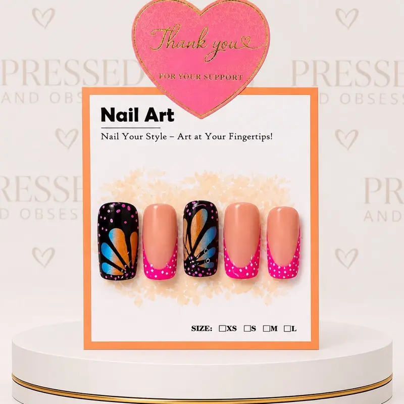 Pressed and Obsessed-Design Pressed Butterfly Artificial Nail Tips for Nail Art Enthusiasts