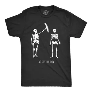 Mens Got Your Back Funny Halloween Skeleton Best Friend T shirt Mens Funny T Shirts Cool Vintage Fashion T-Shirt Gift Classic Menswear Halloween Apparel for Men Novelty Tees for Guys Black