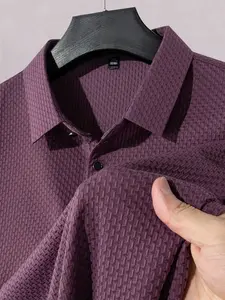 Men's Regular Fit Jacquard Polo Shirt, Casual Short Sleeve Collared Top for Summer, Fashion Men's Clothes for Daily Wear, Gamis, Menswear