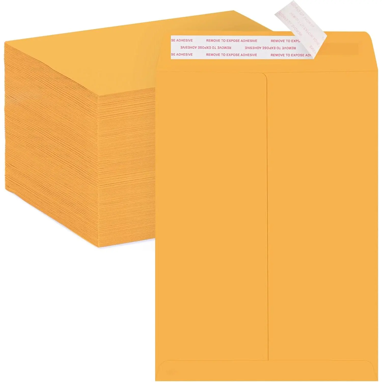Self-Seal Solid Manila Envelopes, 9x12 Inches (9 x 12) 100 Pcs, No Extra Sealing Supplies Needed, Yellow Mailing Envelopes for Catalogs (Home & Festive Party Supplies Use)