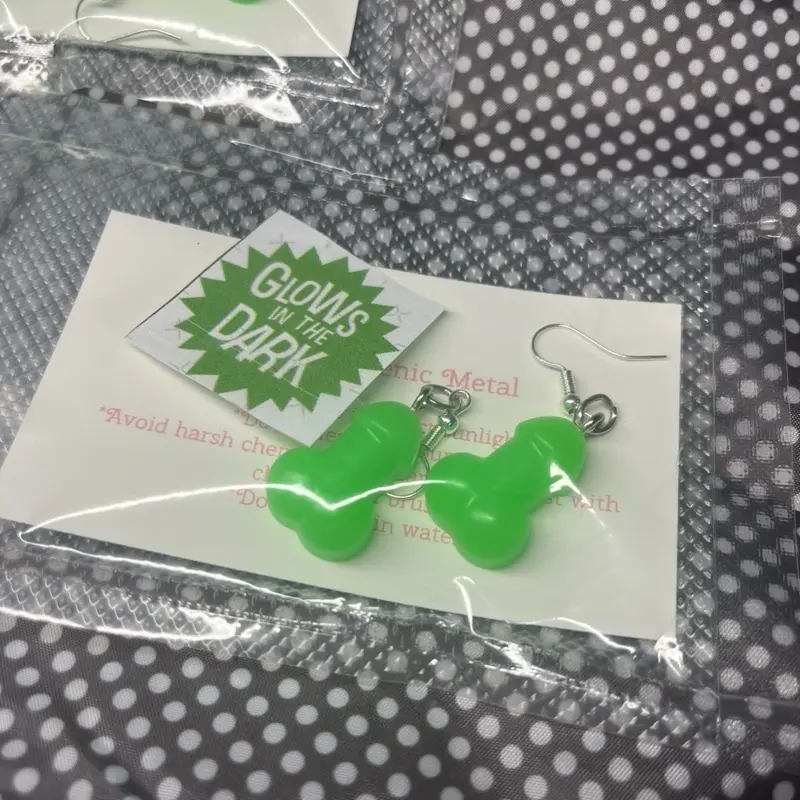 Green Glow-in-the-dark Unique Handmade Earrings